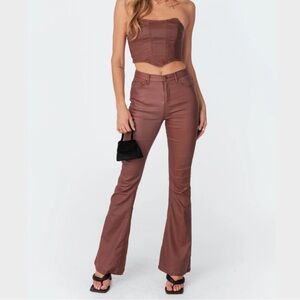 Edikted Chocolate Flare Pants & matching tube top